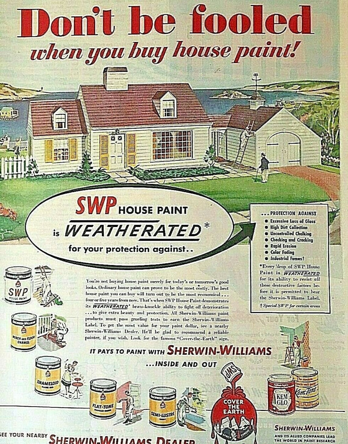 Vintage Ad Print Sherwin Williams House Paint1950 10.5 X Etsy