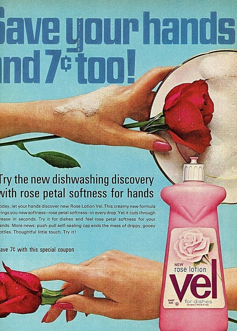 Vintage Ad Print Vel Dishwashing Soap. 19659.25 x 12.25 Etsy