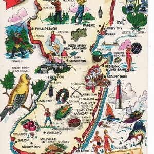 COOL NEW JERSEY State Map Glossy Poster Bild Foto Teufelsnetze