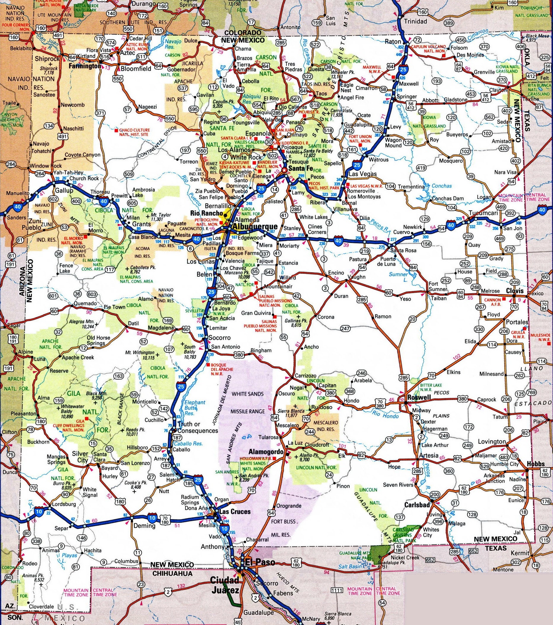 New Mexico State Map With Cities New Mexico State Road Map Glossy Poster Picture Photo Banner - Etsy  Österreich