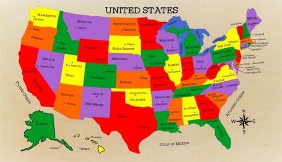 UNITED STATES MAP With Capital Glossy Poster Picture Banner Etsy Il 570xN.4113986115 R6da