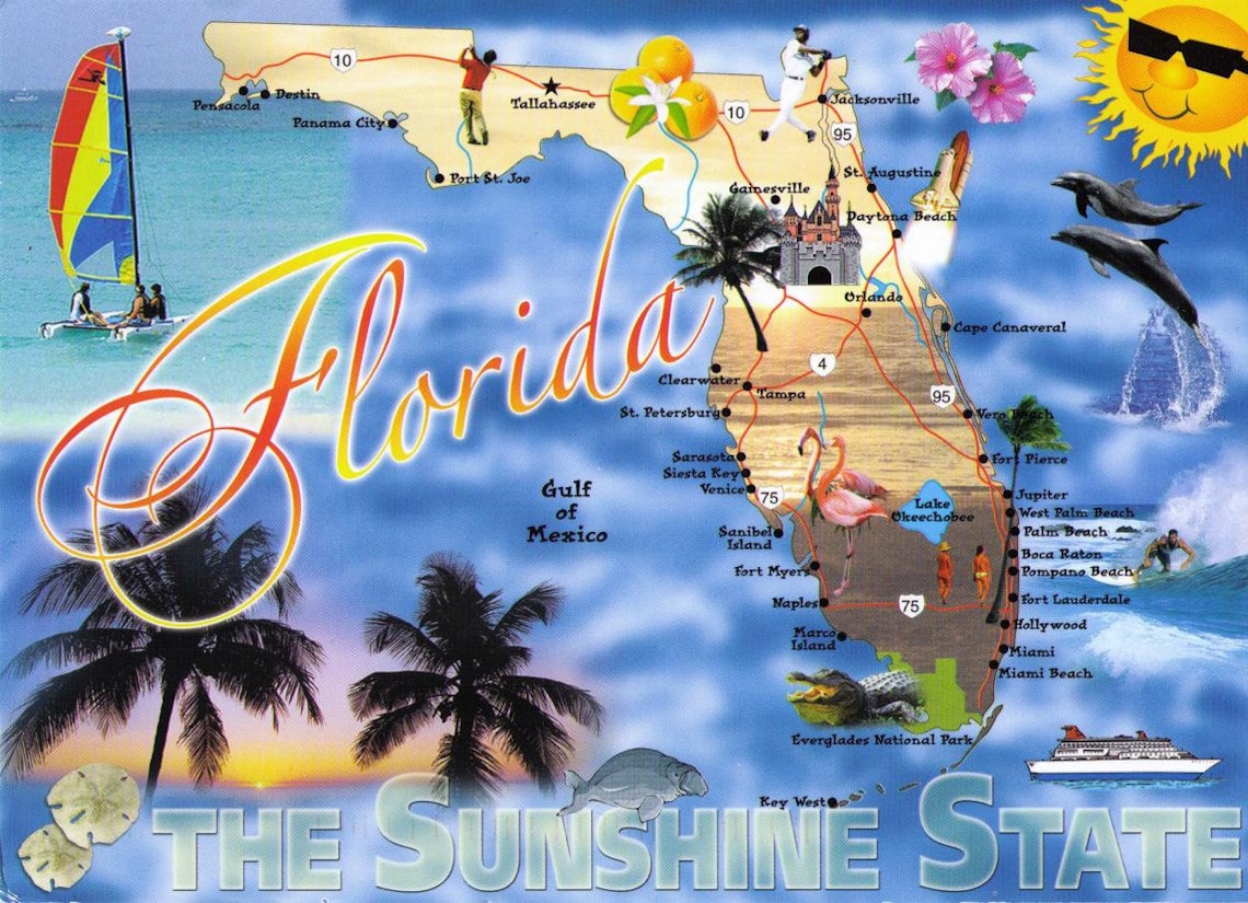 Florida the Sunshine State Glossy Poster Picture Photo Flag  Etsy