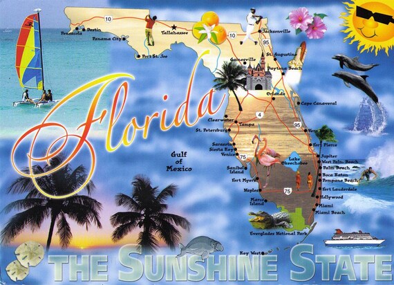 Florida the Sunshine State Glossy Poster Picture Photo Flag  Etsy