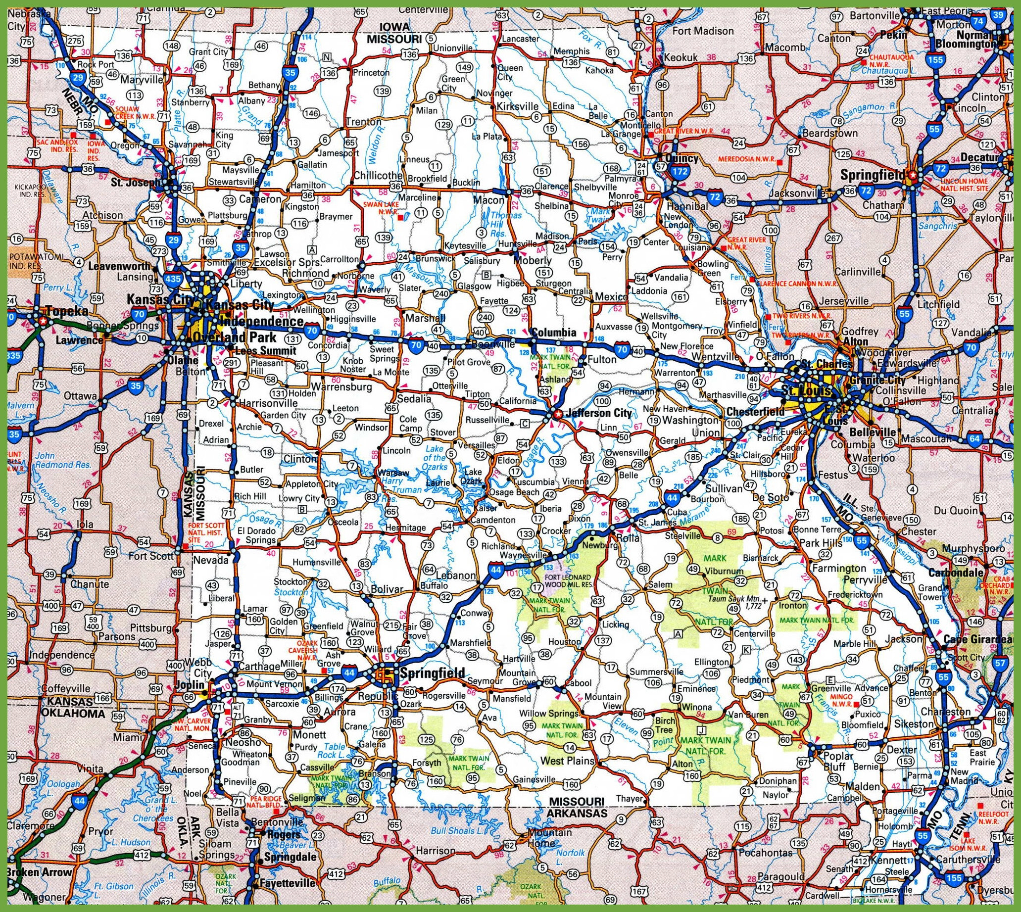 Missouri State Road Map Glossy Poster Picture Photo Banner | Etsy