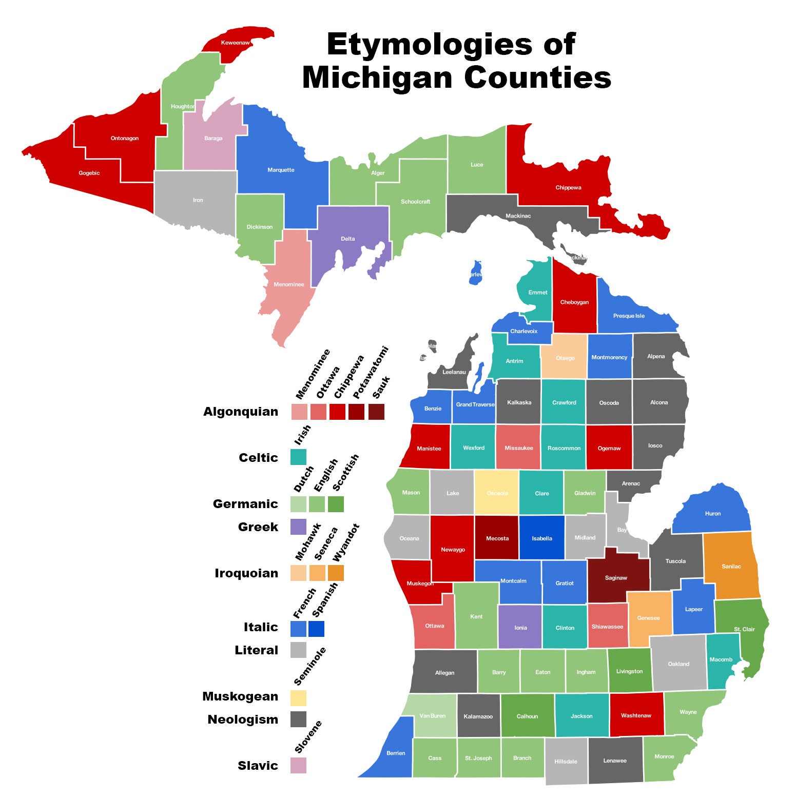 Michigan State County Map Glossy Poster Picture Photo Banner - Etsy Australia