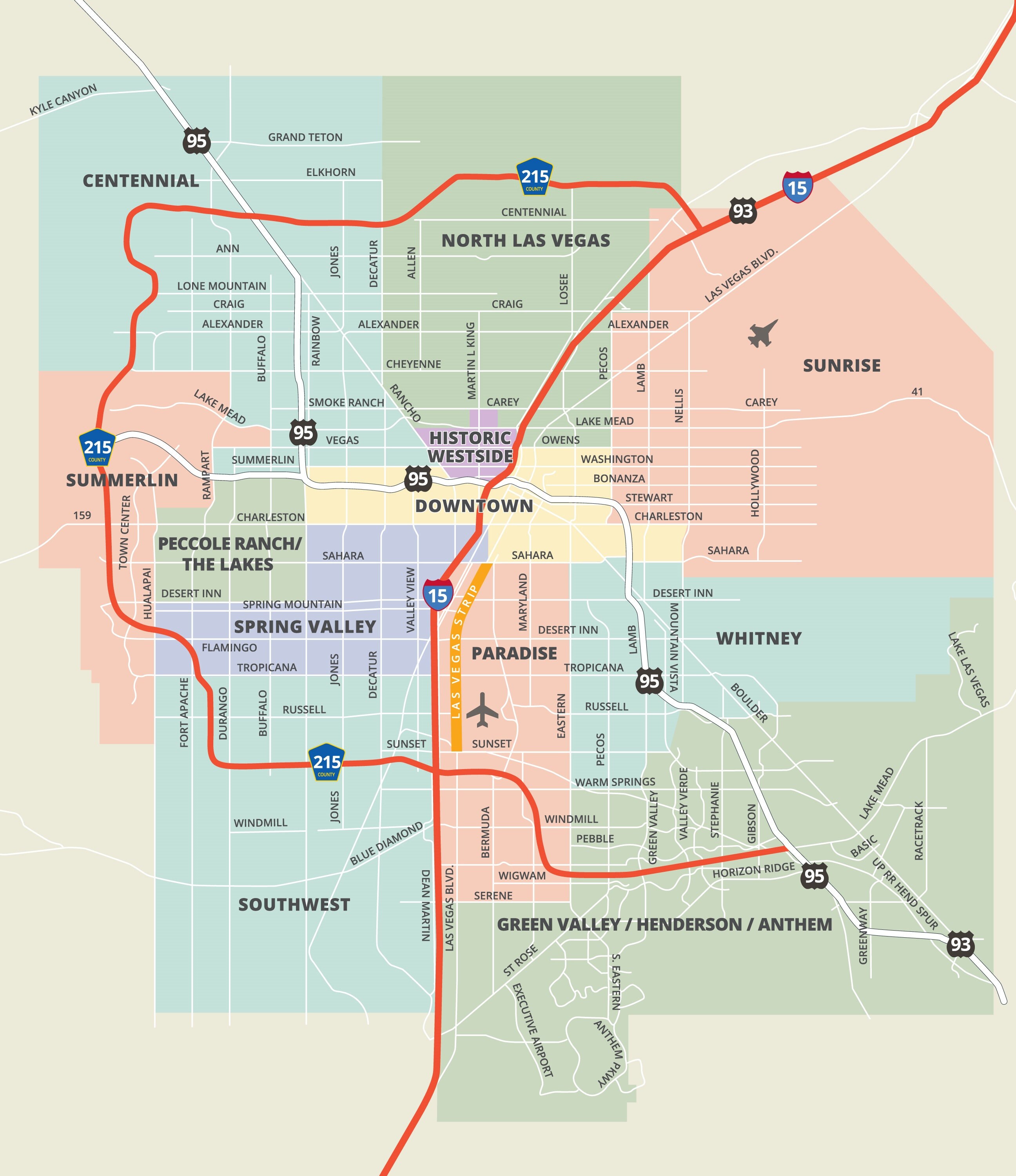 Map Of Las Vegas And Surrounding Area Las Vegas Nevada Map Glossy Poster Picture Photo Banner Print - Etsy Canada