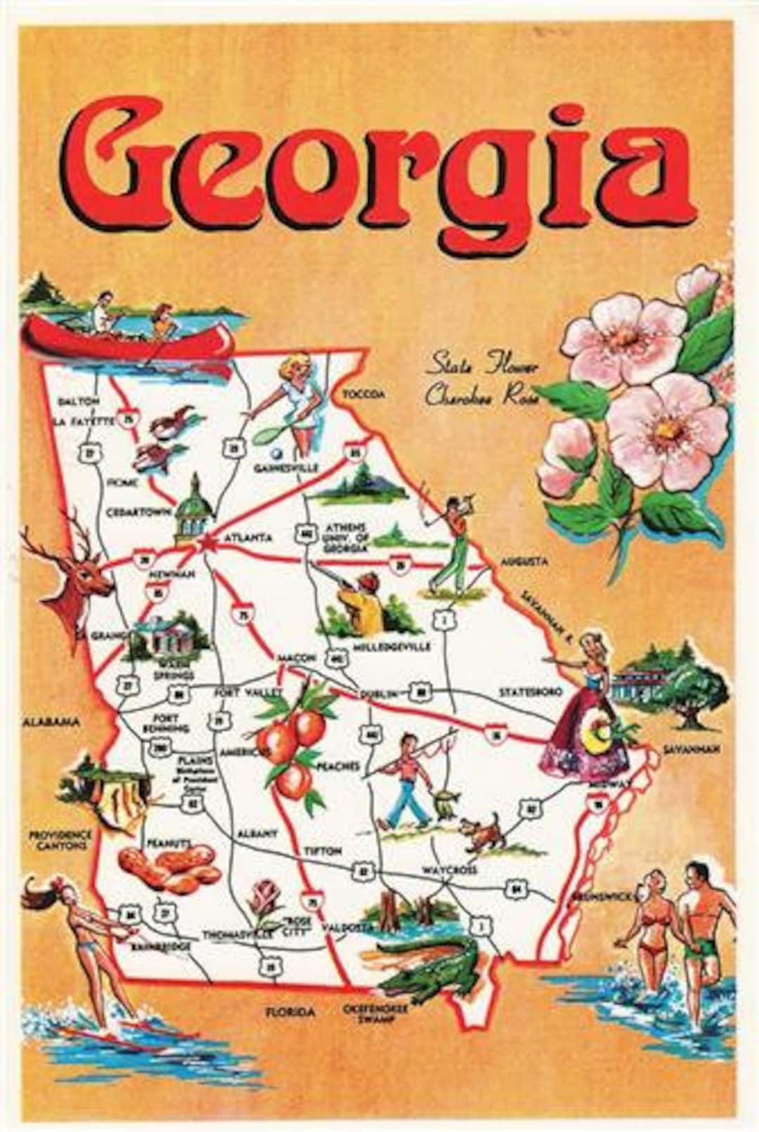 GEORGIA THE PEACH State Glossy Poster Picture Photo Atlanta - Etsy