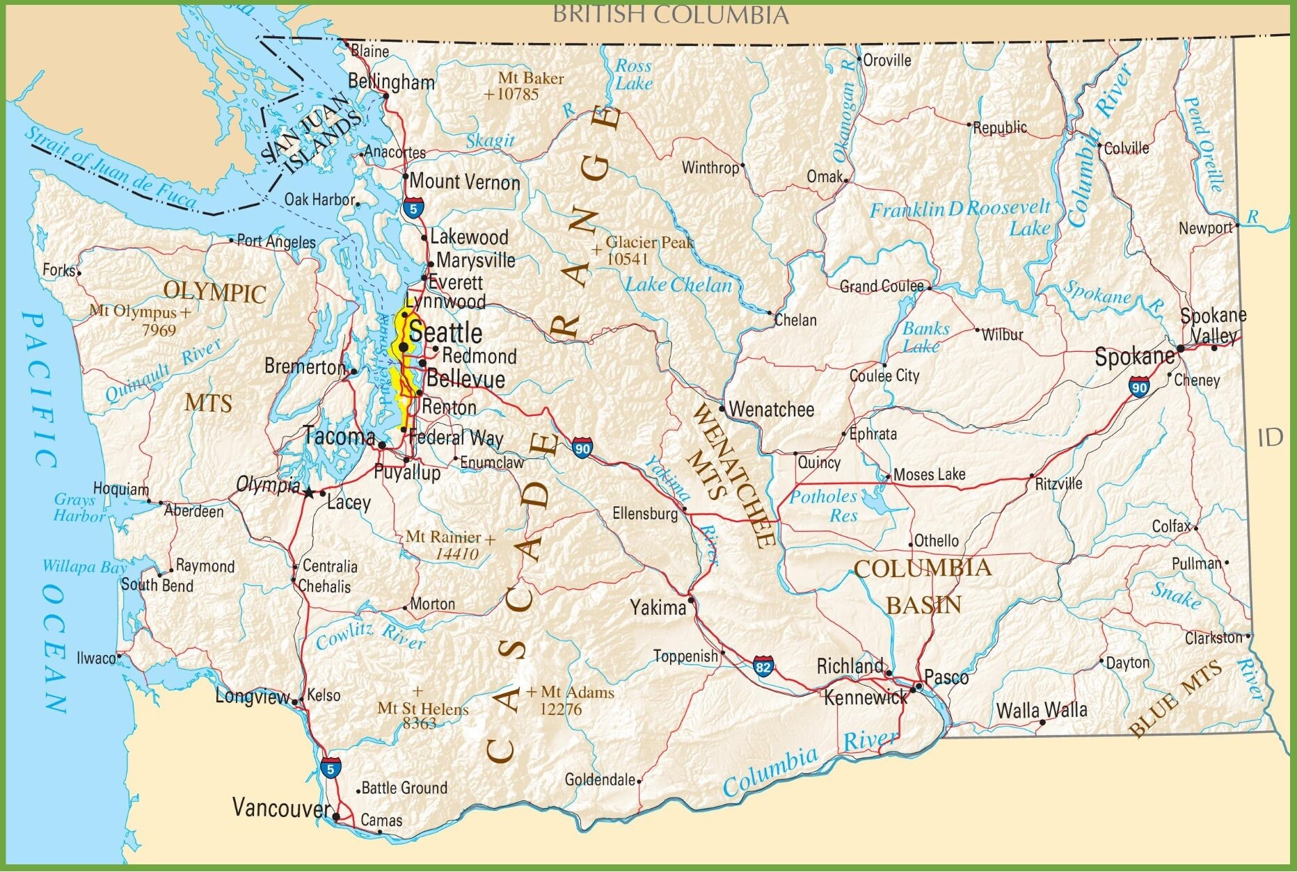 Road Map Of Washington