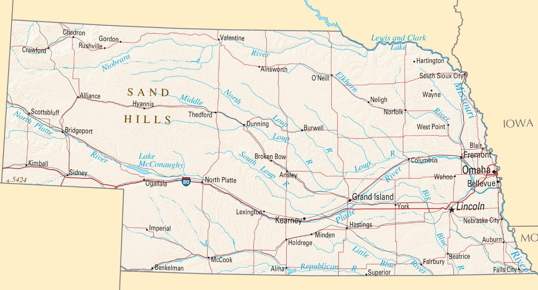Nebraska State Road Map Glossy Poster Picture Photo Banner Etsy