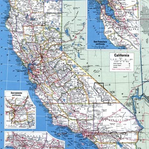 カリフォルニア州の郡の道路地図 光沢ポスター 画像 写真 印刷 バナー CA US