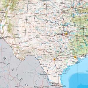 TEXAS STATE ROAD Landkarte glänzend Poster Bild Foto Banner Txhighway houston