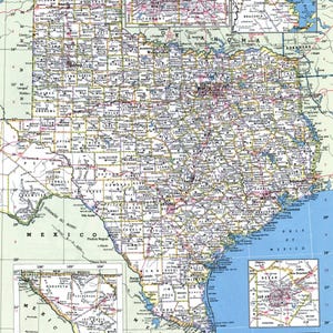 Carte du comté des comtés du Texas, affiche sur papier glacé