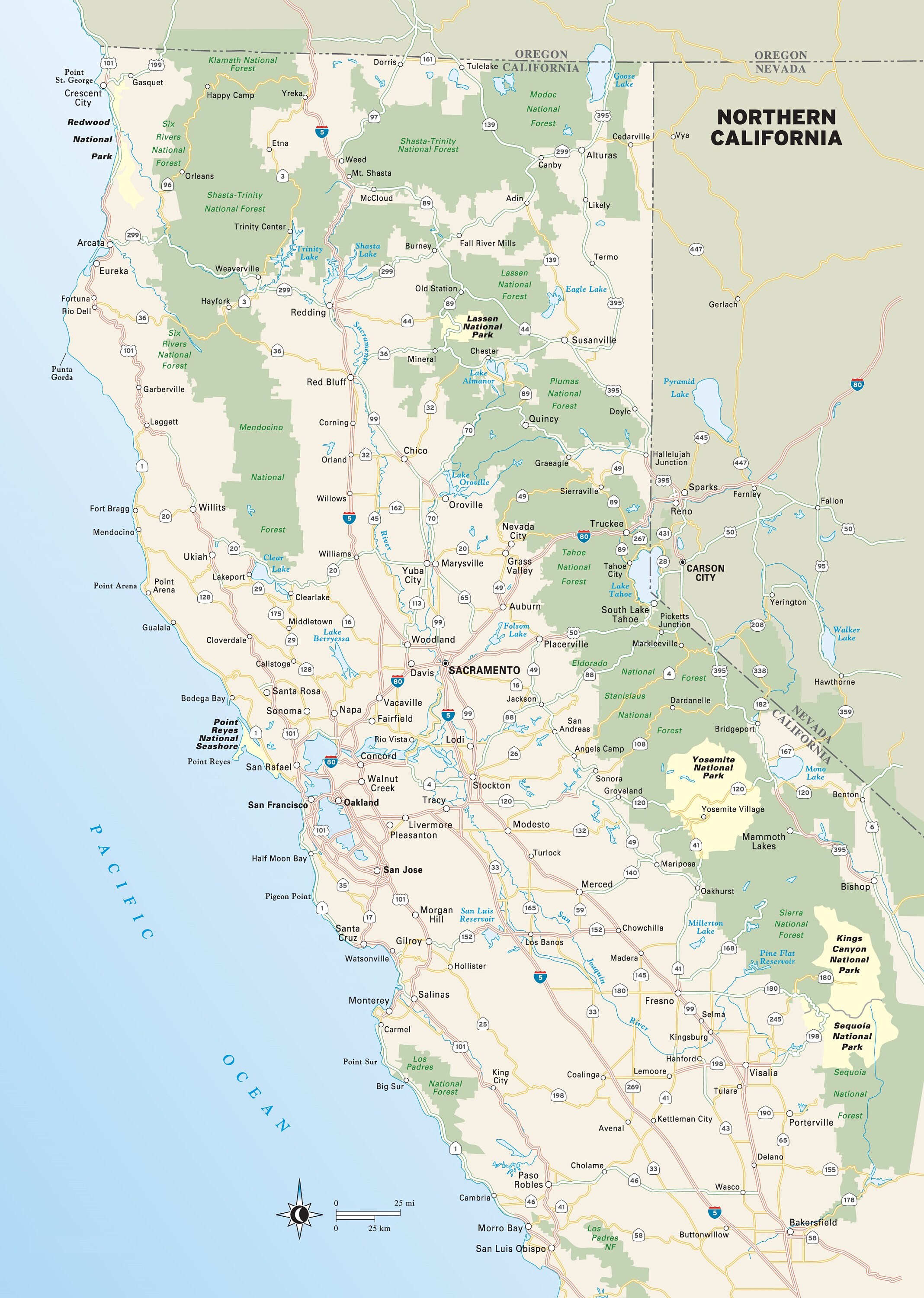 Map Of Northern Ca Northern California Map Glossy Poster Picture Photo Banner | Etsy Australia