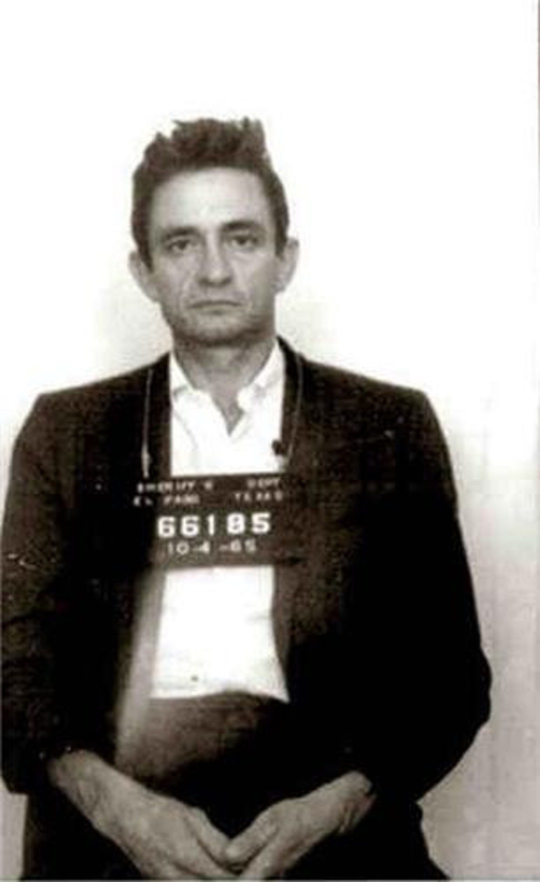 Johnny Cash T Shirt Distressed Mug Shot Bold Logo Official