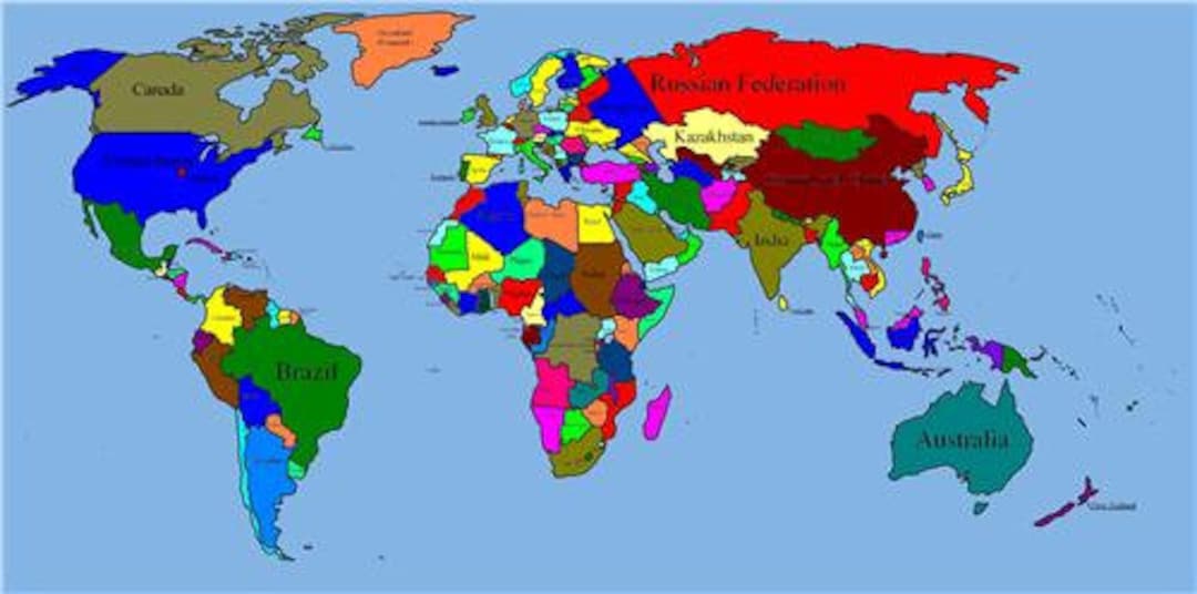 COLOR CODED WORLD Map Glossy Poster Picture Photo Maps Globe Land Earth ...