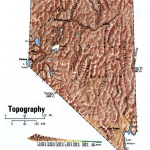 Nevada Topography Map Glossy Poster Picture Photo Print Banner