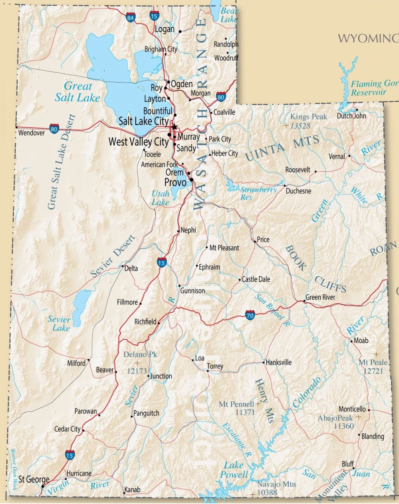 Laminated Map Large Detailed Roads And Highways Map Of Utah State Images
