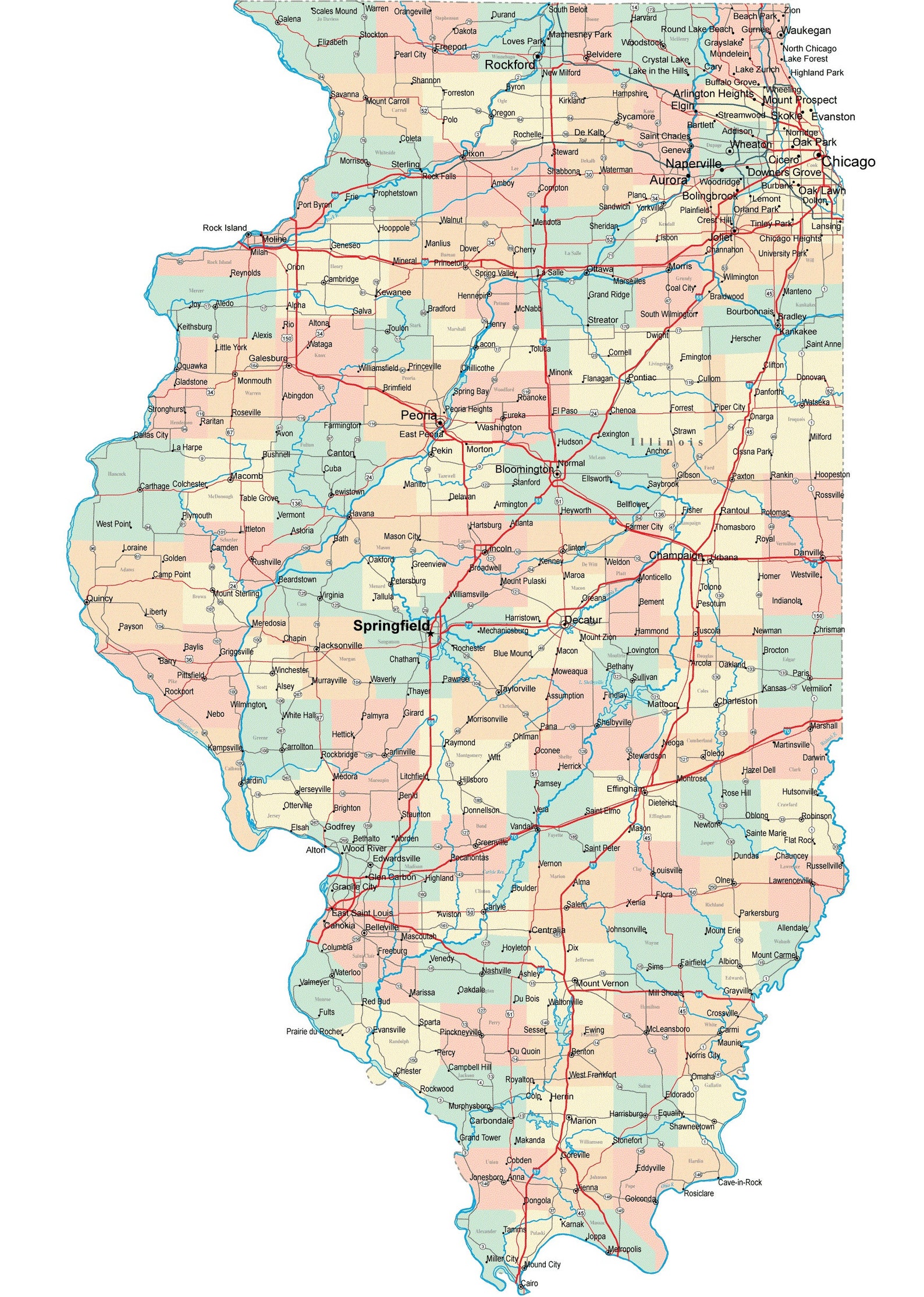 Free Printable Map Of Illinois Highways