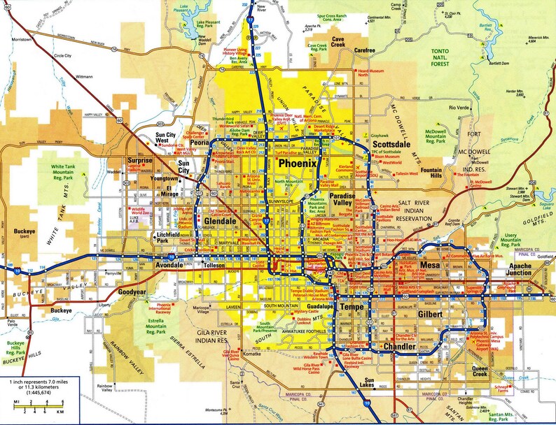 Phoenix Arizona Map Glossy Poster Picture Photo Banner Print - Etsy