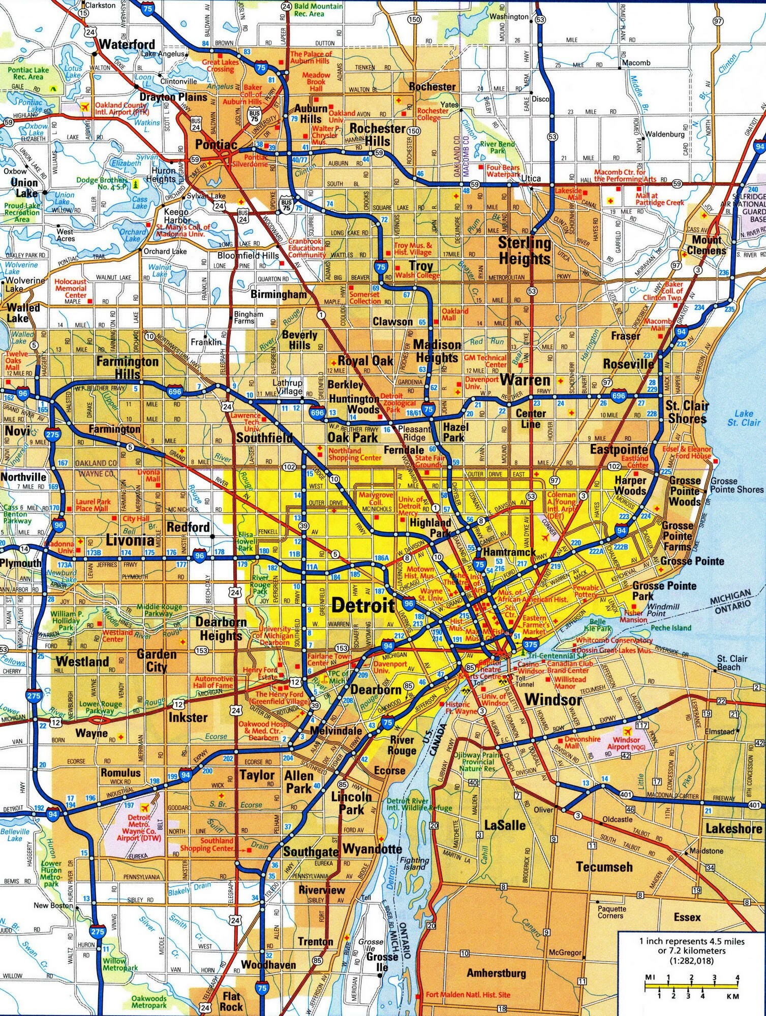 Detroit Michigan Map Glossy Poster Picture Photo Banner Print Etsy