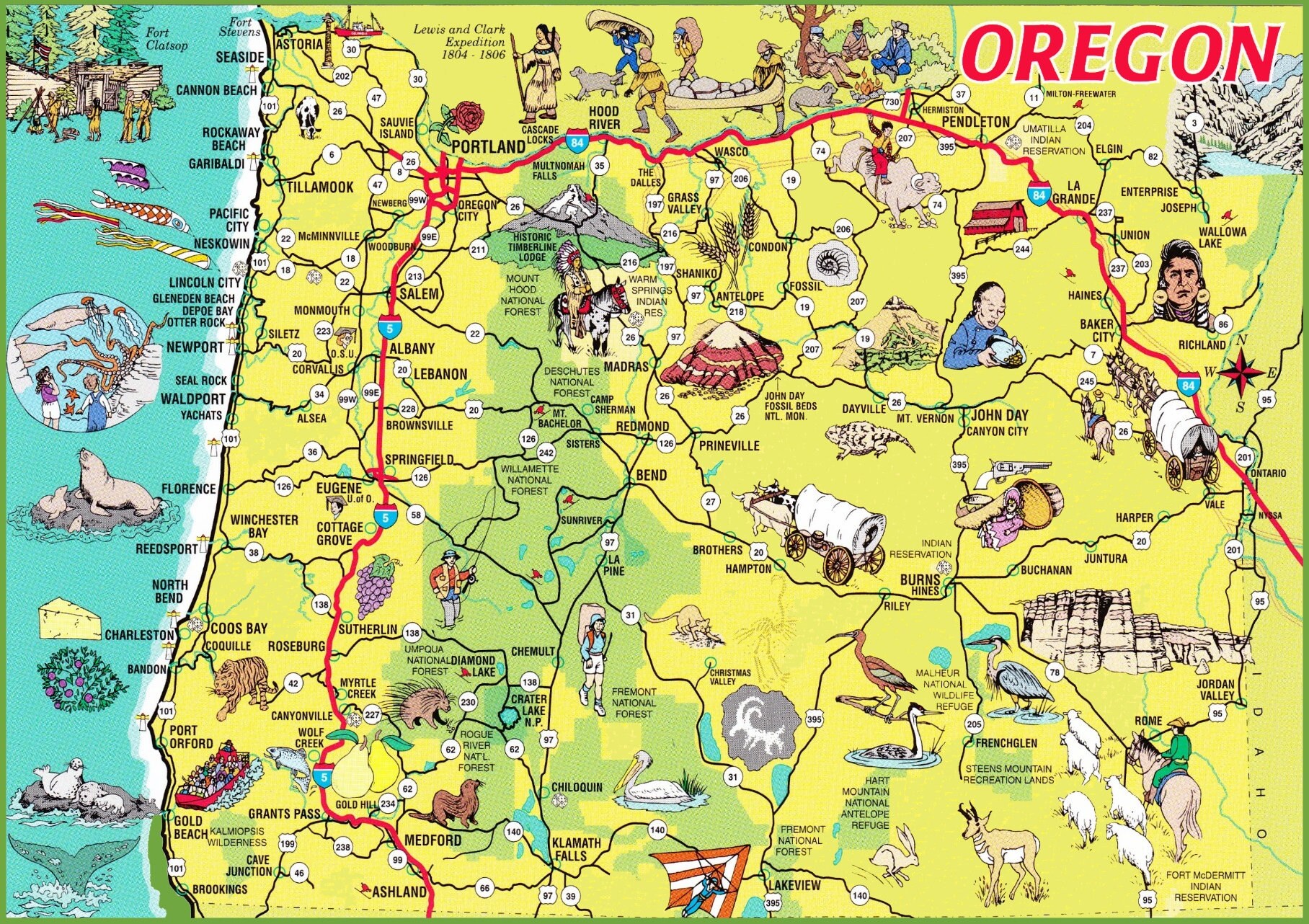 Oregon State Picture Map Glossy Poster Picture Photo Banner Or | Etsy