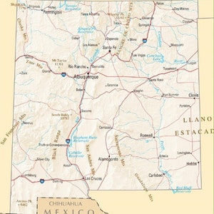 NEW MEXICO STATE Straßenkarte glänzend Poster Bild Foto Banner Stadtautobahn