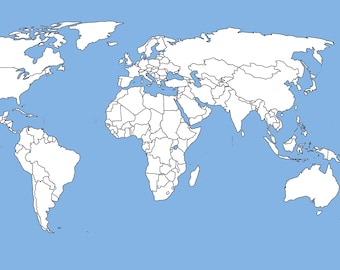 Blank World Map Etsy