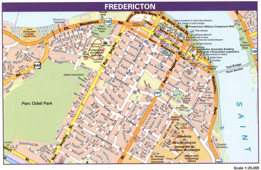 Fredericton NB Canada Map Glossy Poster Picture Photo Print Banner Etsy