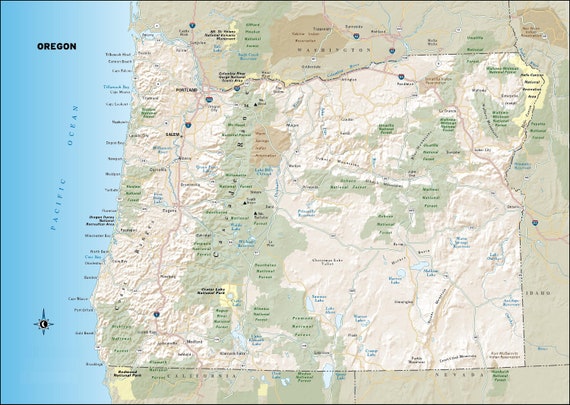 Oregon State Road Map Glossy Poster Picture Photo Banner or | Etsy