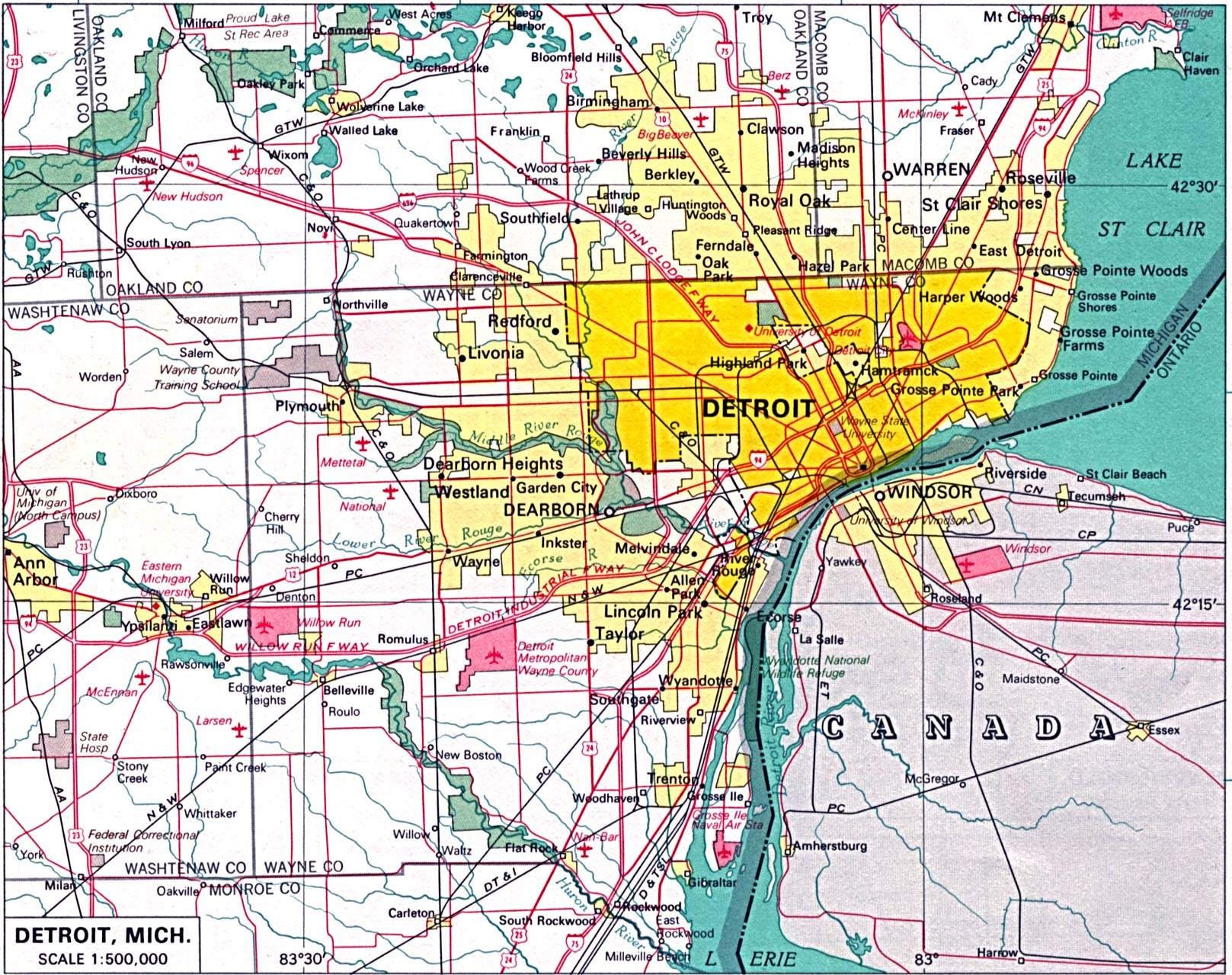 Detroit Metro Area Map Detroit Michigan Map Glossy Poster Picture Photo Banner Print | Etsy New  Zealand