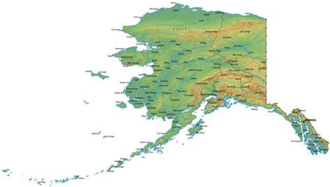 ALASKA STATE MAP Glossy Poster Picture Photo Juneau Anchorage Alaskan