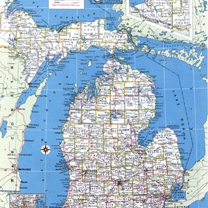 Carte des comtés du comté de Michigan, affiche sur papier glacé, impression photo, bannière
