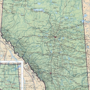 Alberta Kanada Straßenkarte glänzend Poster Bild Fotodruck Banner AB CA