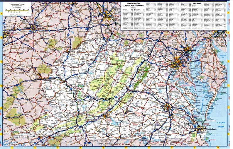 WEST VIRGINIA STATE Road Map Glossy Poster Picture Photo Banner Highway ...