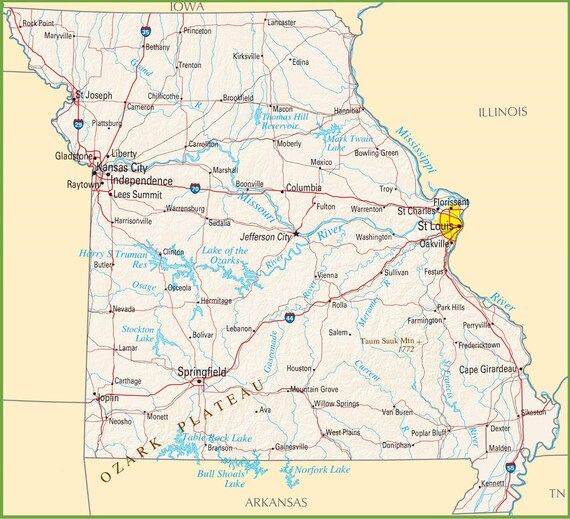 Missouri State Road Map Missouri State Road Map Glossy Poster Picture Photo Banner | Etsy Canada