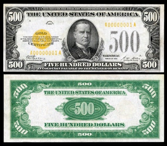 500 DOLLAR BILL GLOSSY Poster Picture Photo Five Hundred Currency