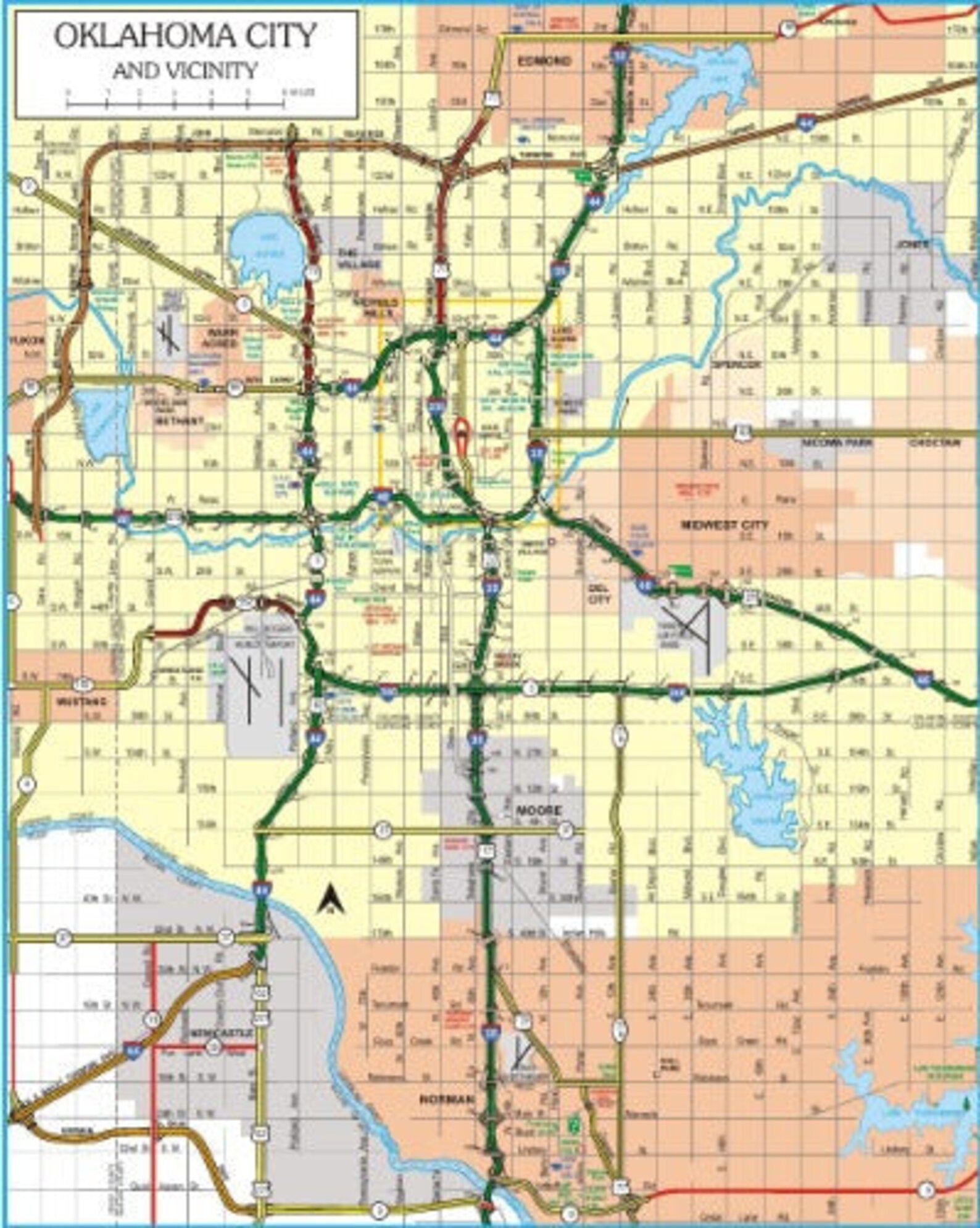 OKLAHOMA CITY MAP Glossy Poster Picture Photo Banner Print Road Okc ...