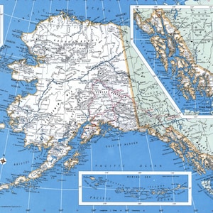 Alaska County wegenkaart glanzende poster foto foto print banner AK
