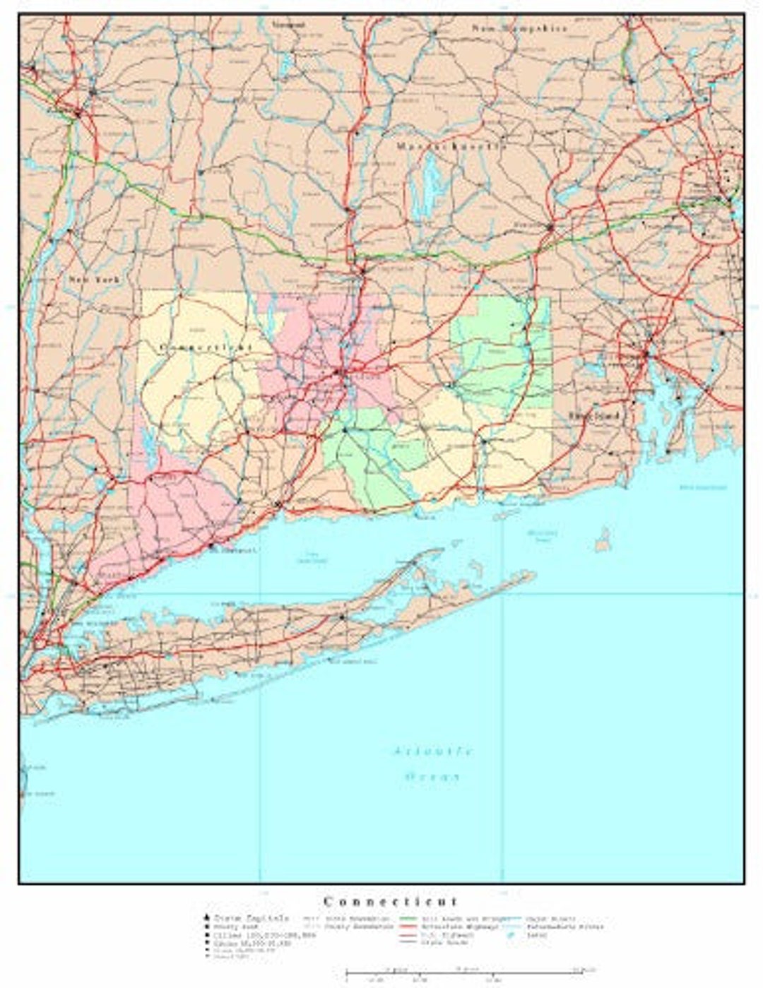 CONNECTICUT STATE POLITICAL Map Glossy Poster Picture Photo Banner Road Il 1080xN.4111588525 Iqxj 