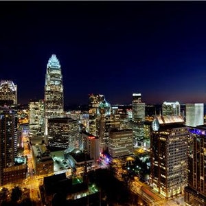 CHARLOTTE SKYLINE AT Night Glossy Poster Picture Photo north carolina nc unc