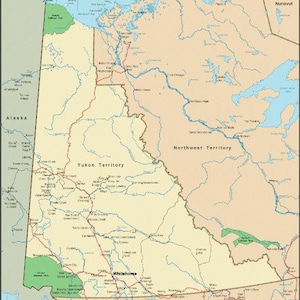 YUKON TERRITORY ROAD Landkarte glänzend Poster Bild Foto Banner alaska canada