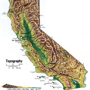 Carte routière de la topographie de la Californie, affiche brillante, bannière à impression photo