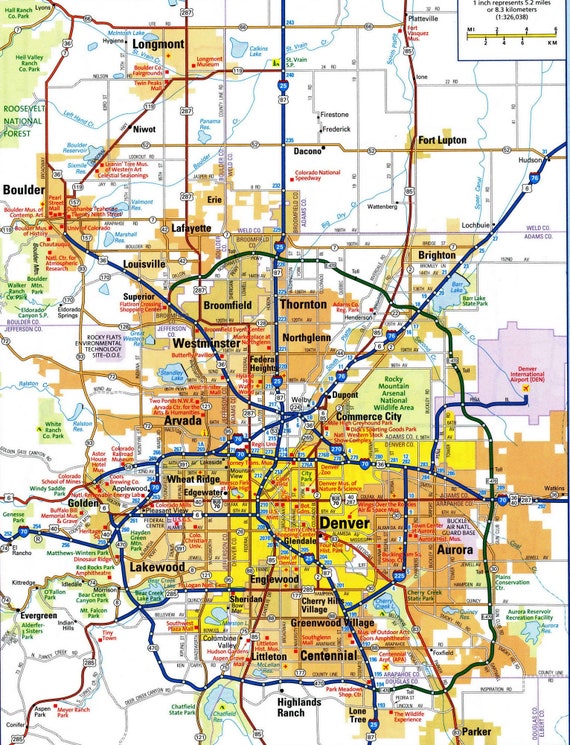 Denver Metro Area Map Denver Colorado Map Glossy Poster Picture Photo Banner Print | Etsy  Australia