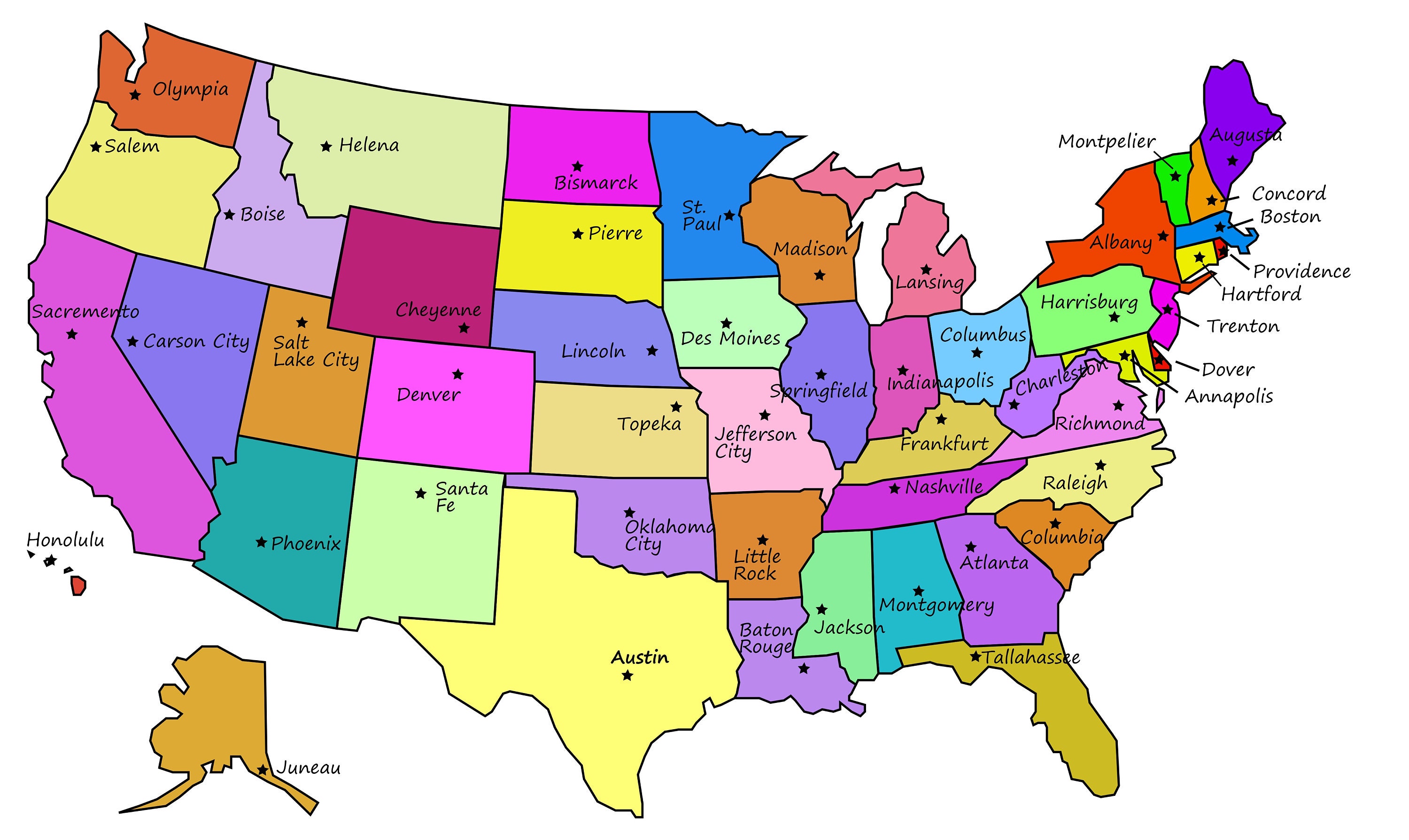 American Map Of States And Capitals - Hayley Drumwright