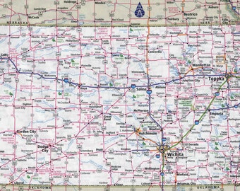 Kansas State Map With Counties And Cities Kansas Counties Map | Etsy