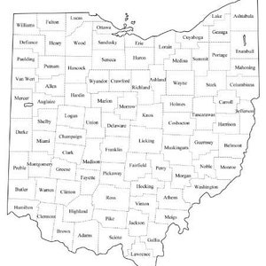ÉTAT DE L'OHIO, COUNTY, carte, affiche sur papier glacé, photo, bannière, comtés, oh