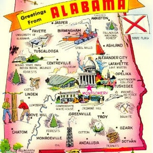 ALABAMA PICTURE STATE Map Glossy Poster Bild Foto Banner fun cool