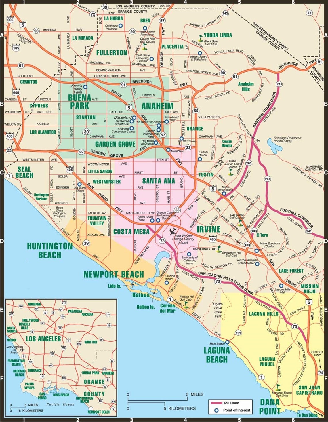 Southern California Road Map Poster Picture Photo Banner  Etsy