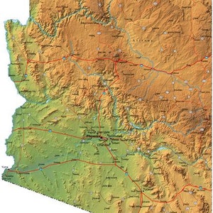 MAPA ARIZONY Plakat błyszczący Zdjęcie stolica phoenix az słońca kardynały