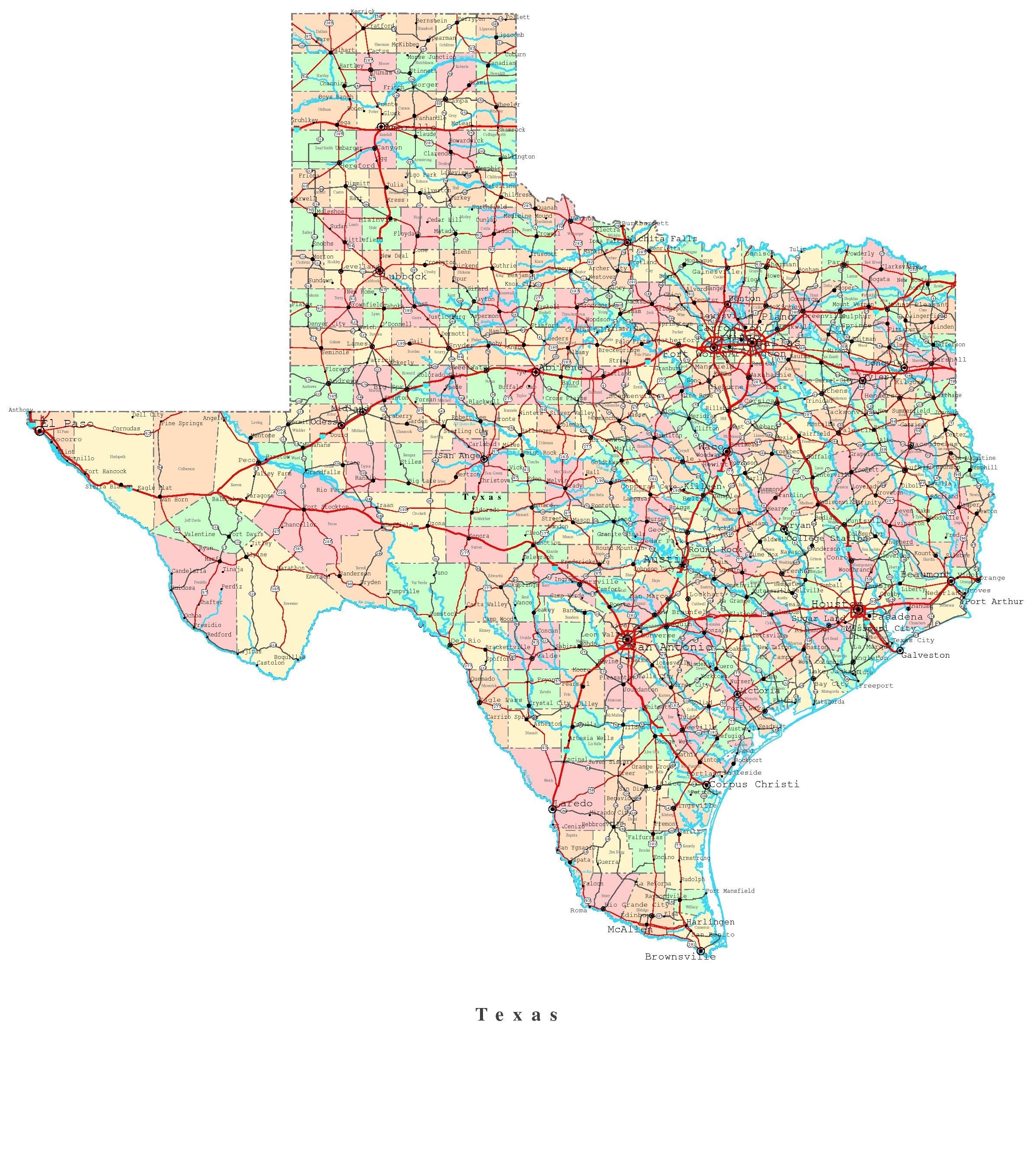Texas State Highway Map Texas State Road Map Glossy Poster Picture Photo Banner Tx | Etsy New  Zealand